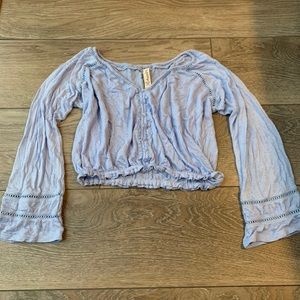 Blue American Rag Crop top 3/4 Sleeve Lace Shirt